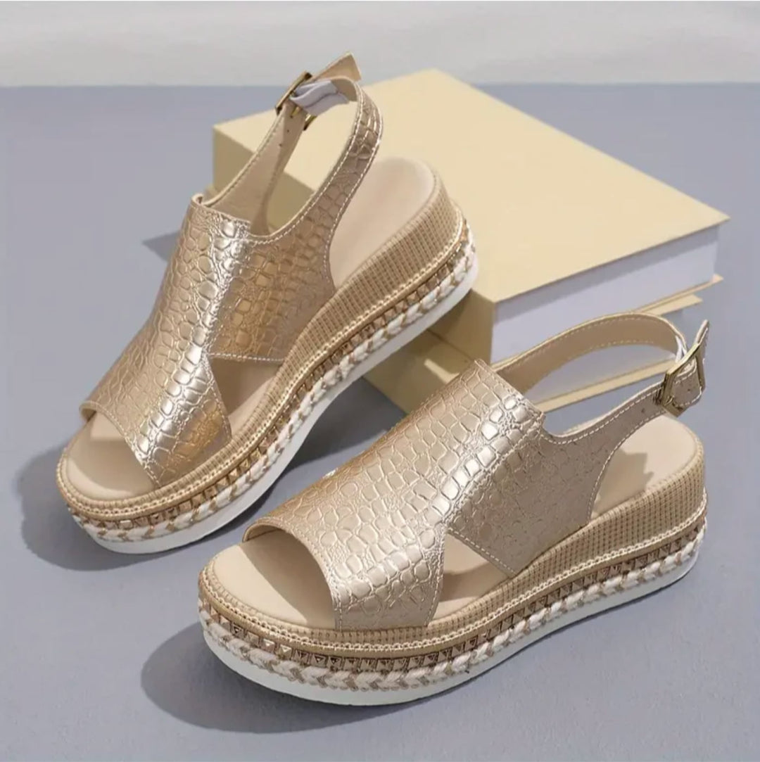 Zinnia women's orthopedic cushioned sandals in silver, side profile showing sleek strap silhouette