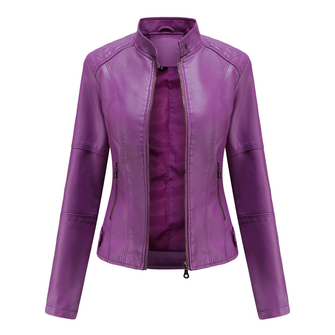 Zyra jacket in red displayed on a model showing modern tailored fit